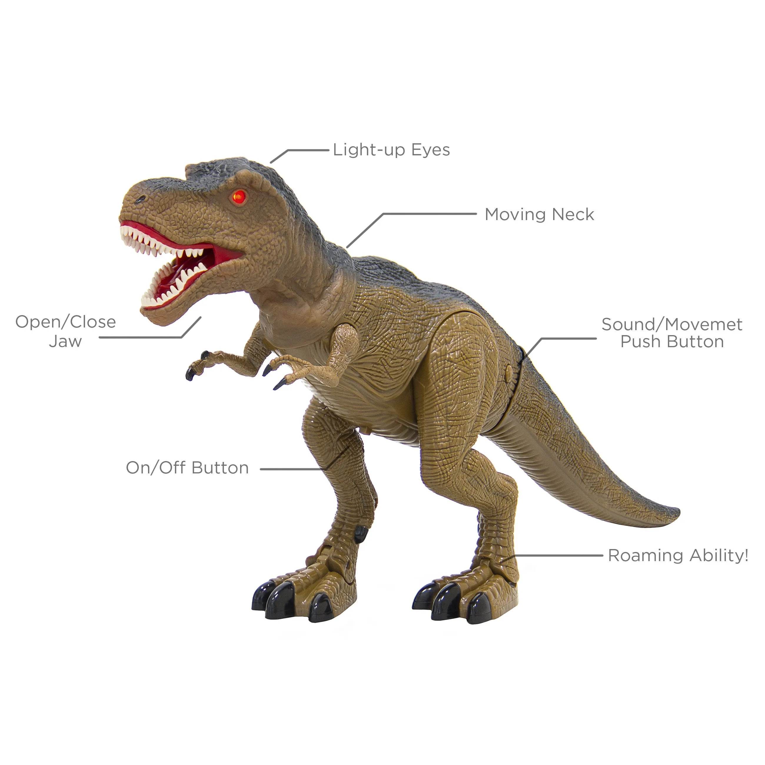 19in Kids Walking RC Remote Control T-Rex Dinosaur Toy w/ Lights, Sounds