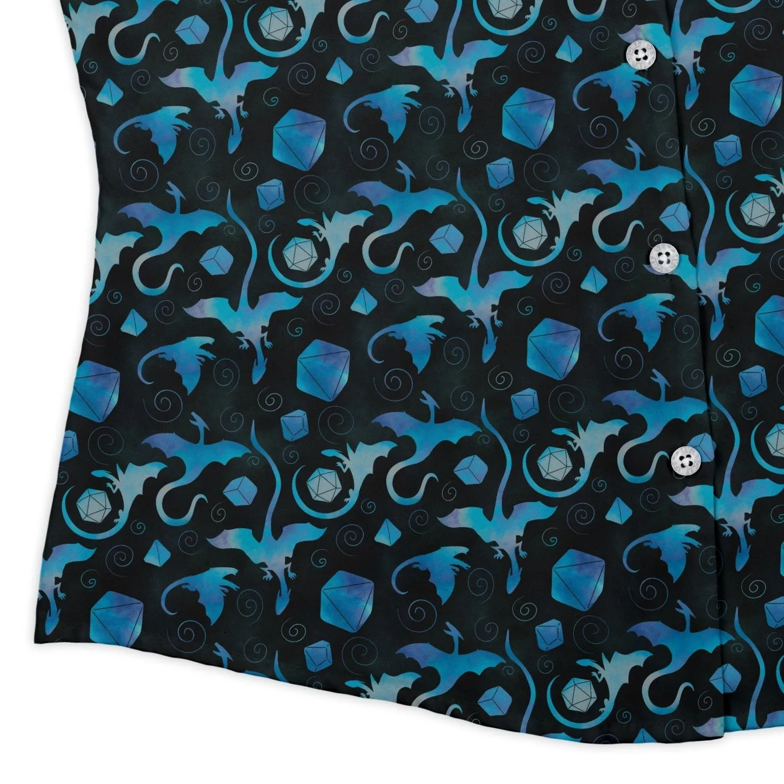 Dnd Mystic Blue Dragons Curvy Button Up Shirt