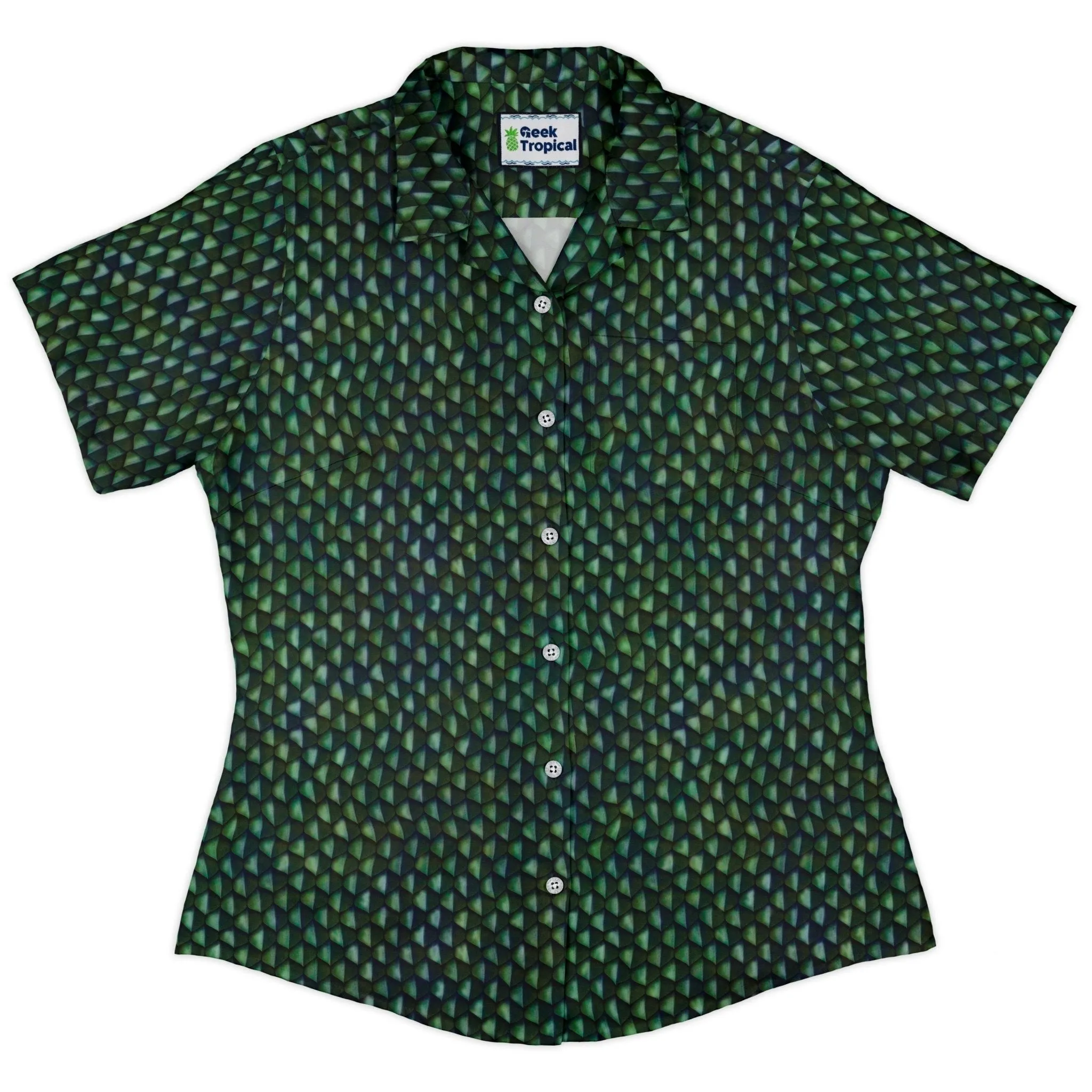 Green Dragon Scales Curvy Button Up Shirt