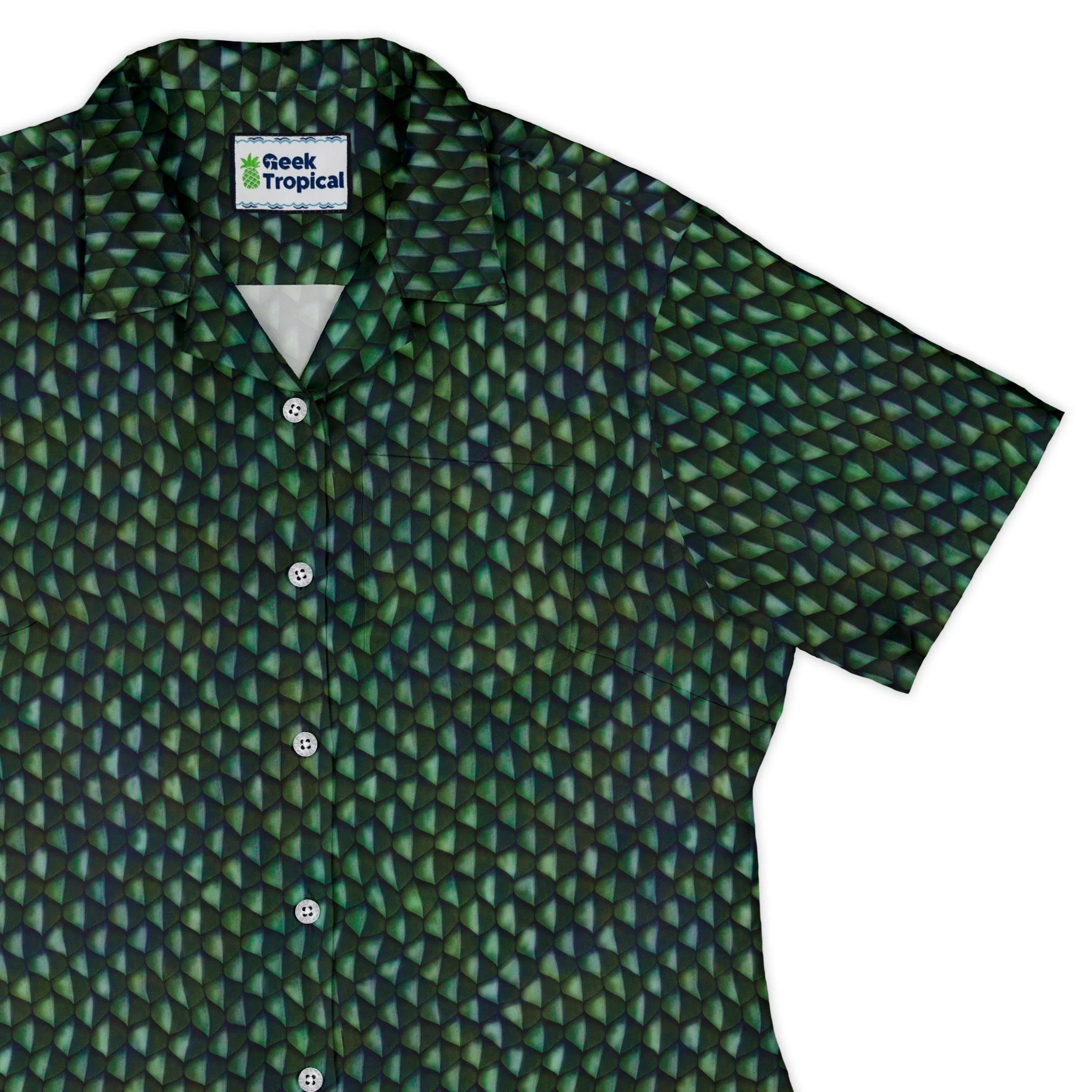Green Dragon Scales Curvy Button Up Shirt