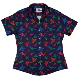 Origami Dragons Dark Curvy Button Up Shirt