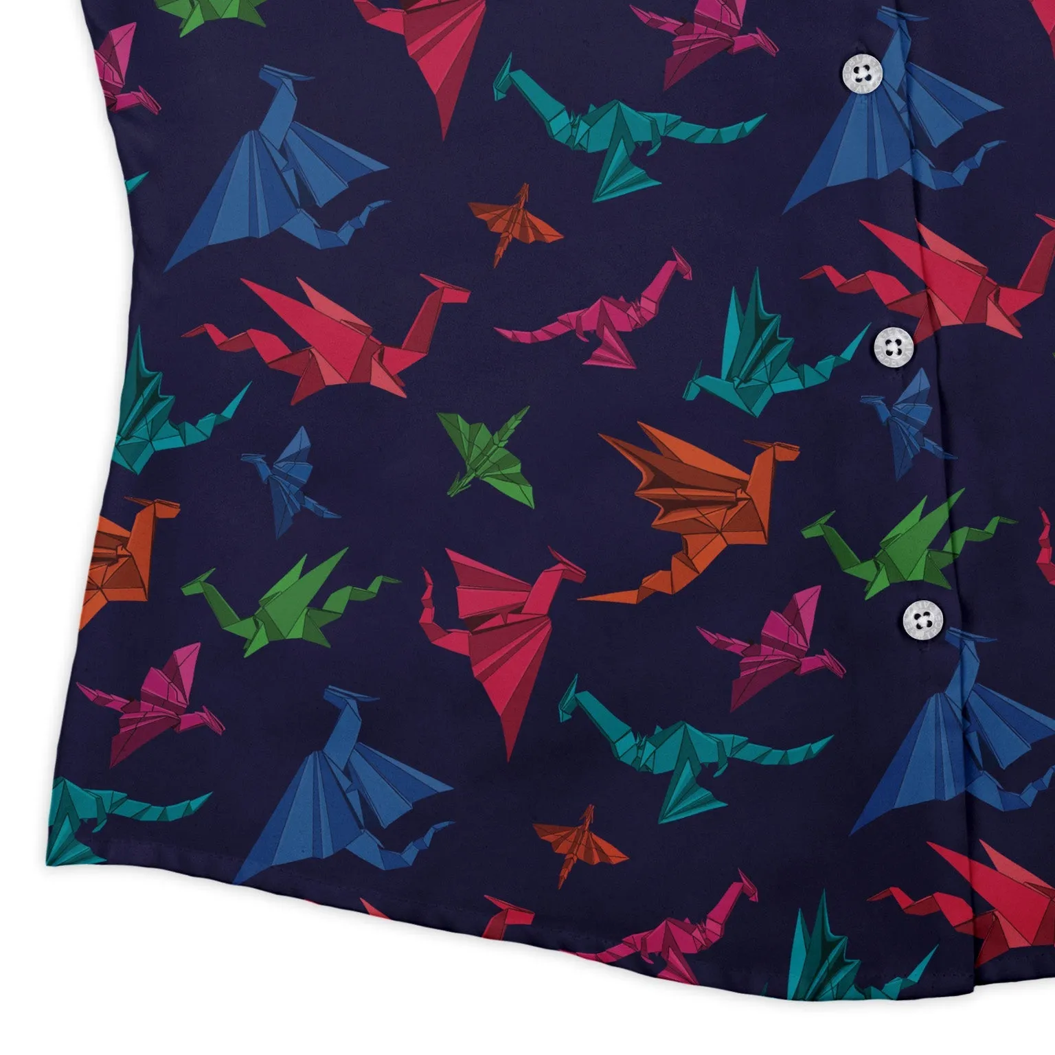 Origami Dragons Dark Curvy Button Up Shirt
