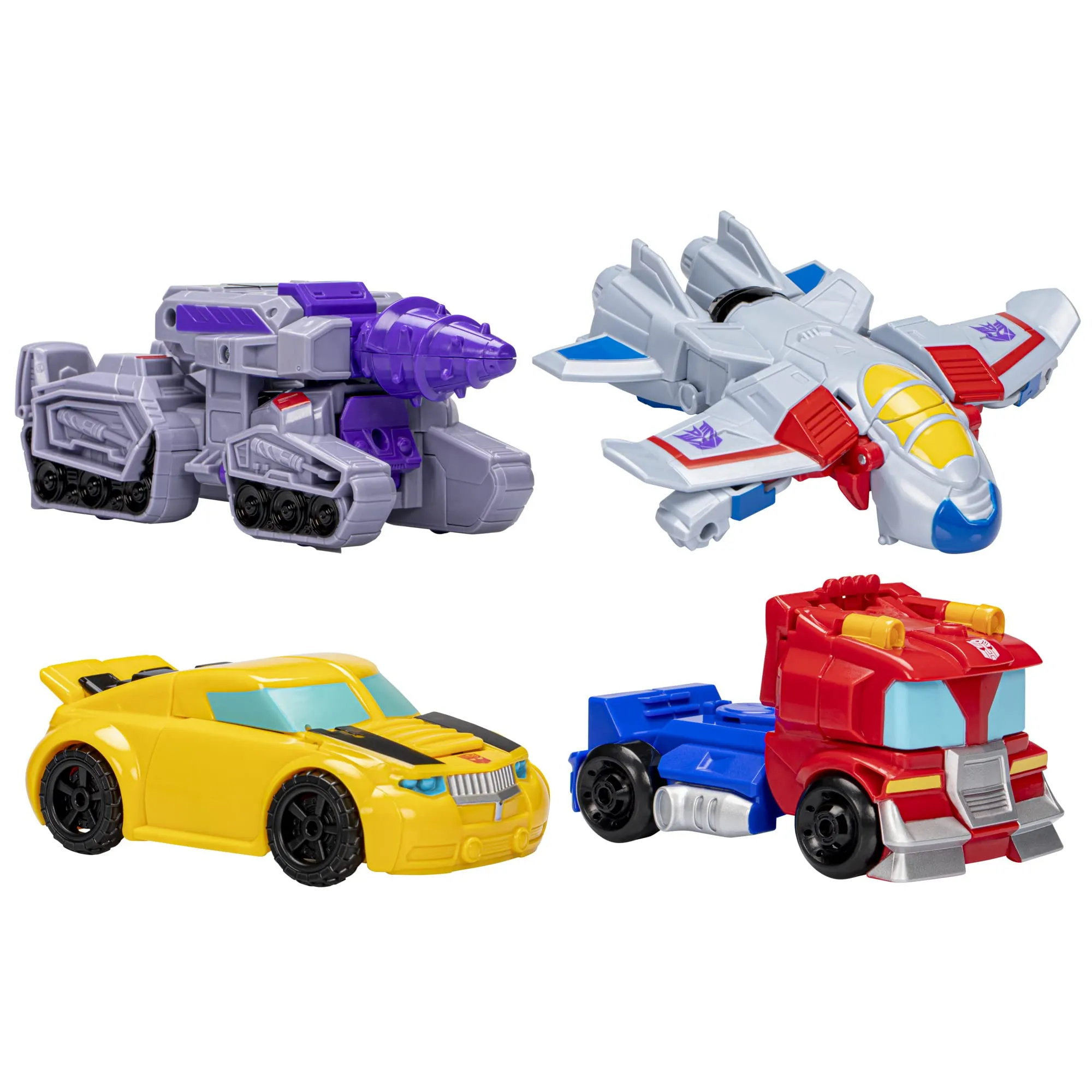 Transformers Toys Heroes vs Villains 4-Pack, Autobot and Decepticon 4.5-Inch Action Figures, Preschool Robot Toys for Kids Ages 3 and Up